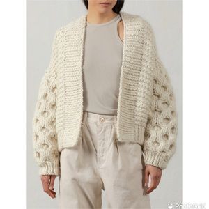 I Love Mr. Mittens Oversized Chunky Wool Honeycomb Cardigan Sweater XS / S